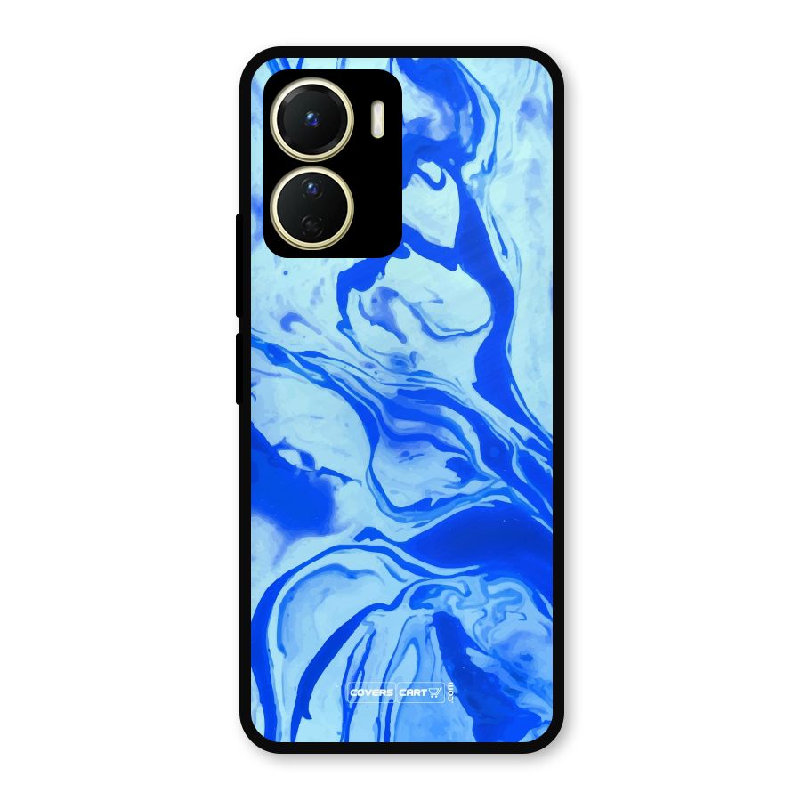 Blaze Blue Marble Texture Metal Back Case for Vivo Y16