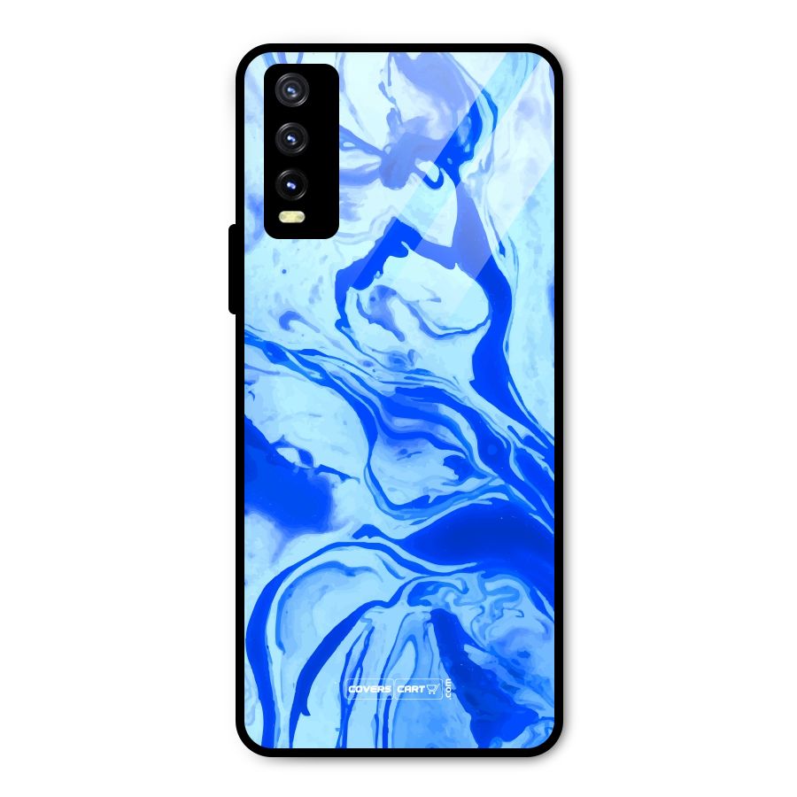 Blaze Blue Marble Texture Metal Back Case for Vivo Y20t