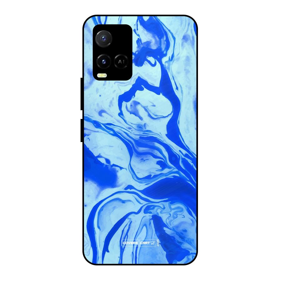 Blaze Blue Marble Texture Metal Back Case for Vivo Y21