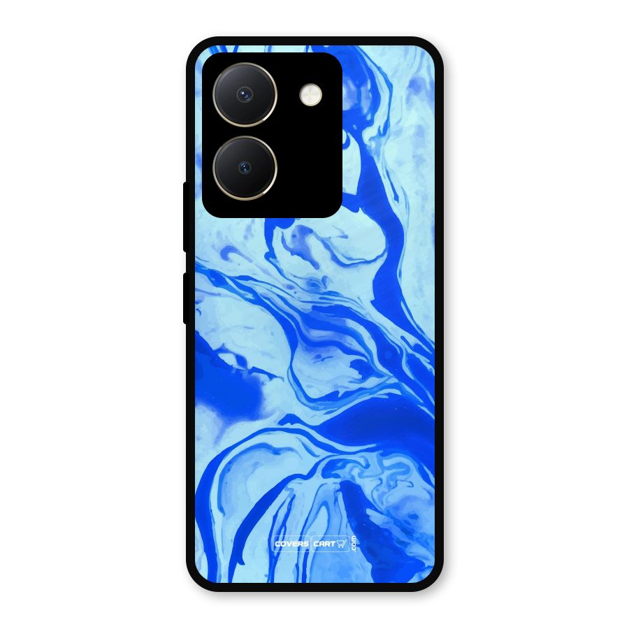 Blaze Blue Marble Texture Metal Back Case for Vivo Y36