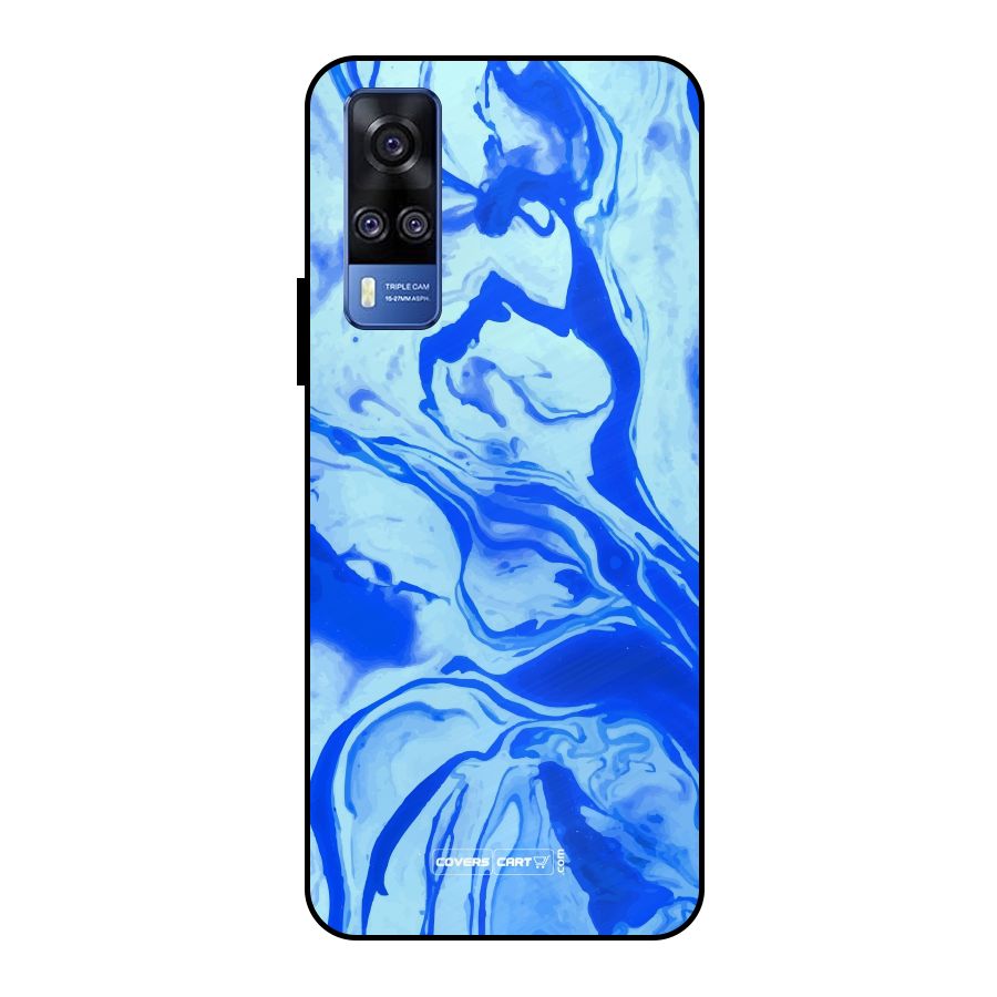 Blaze Blue Marble Texture Metal Back Case for Vivo Y51