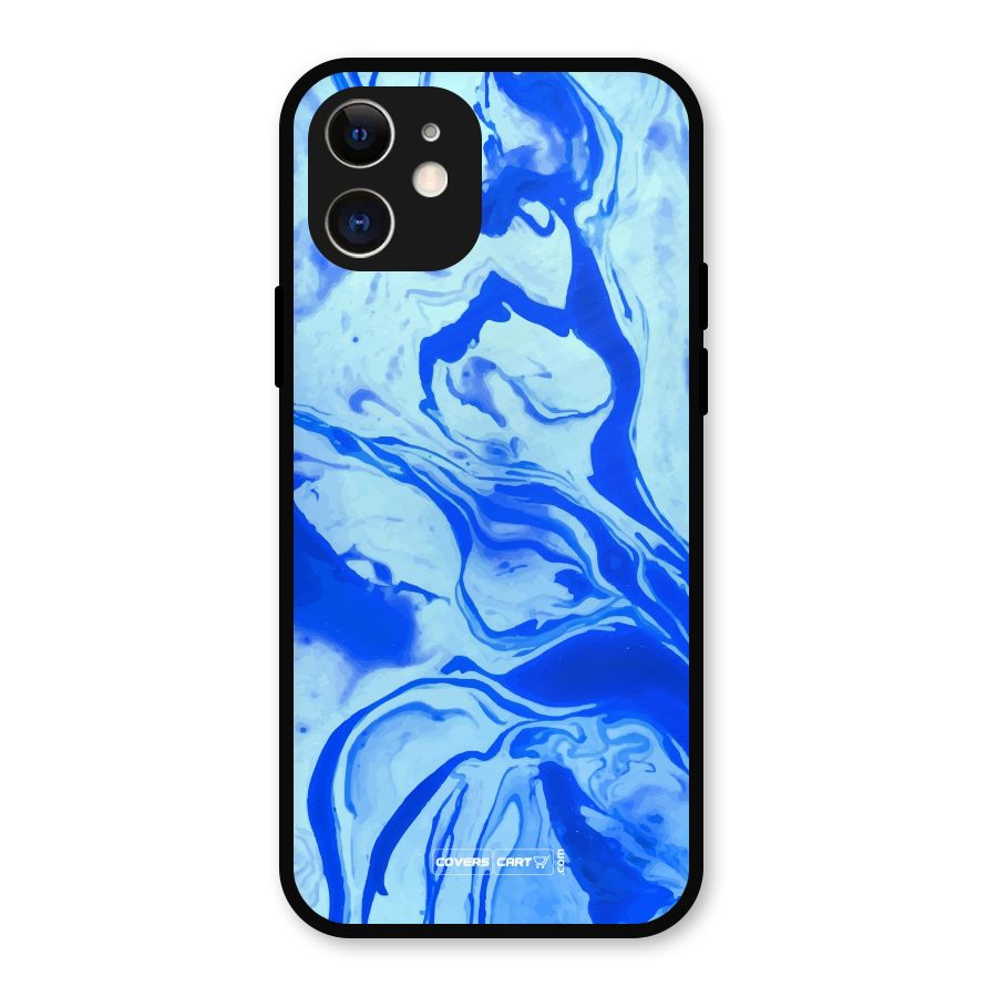 Blaze Blue Marble Texture Metal Back Case for iPhone 12