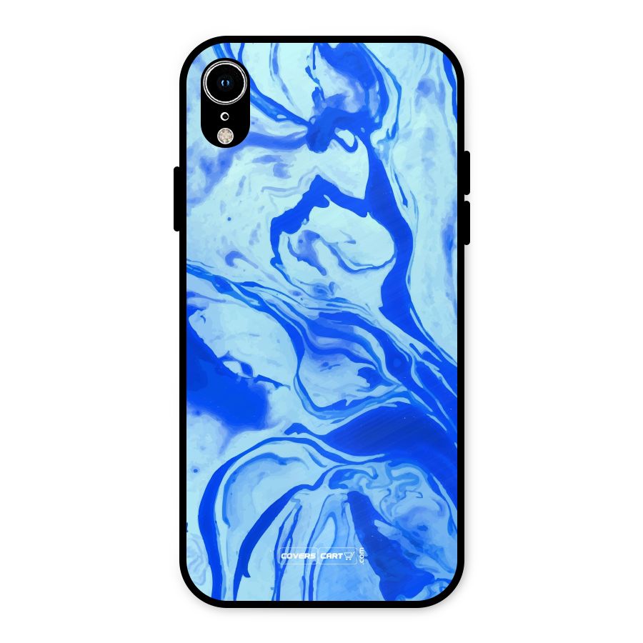 Blaze Blue Marble Texture Metal Back Case for iPhone XR