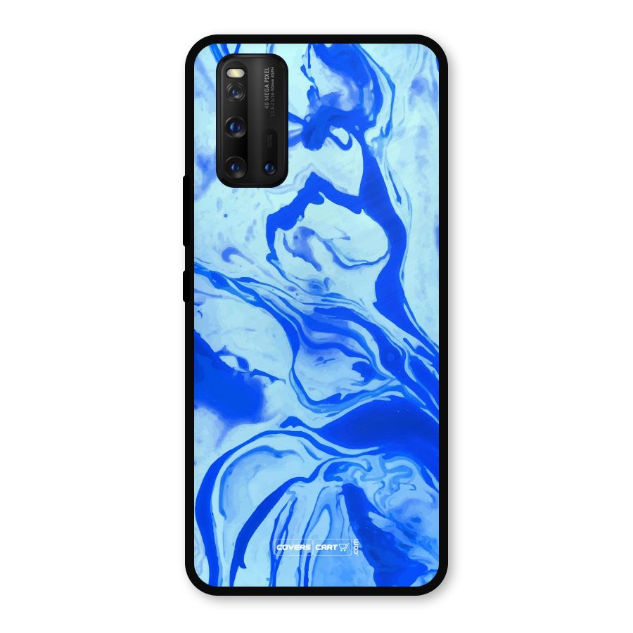 Blaze Blue Marble Texture Metal Back Case for iQOO 3
