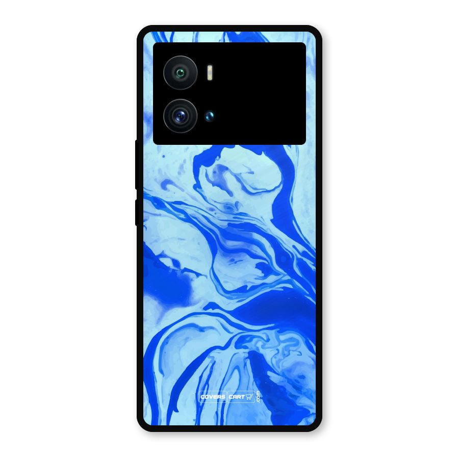 Blaze Blue Marble Texture Metal Back Case for iQOO 9 Pro
