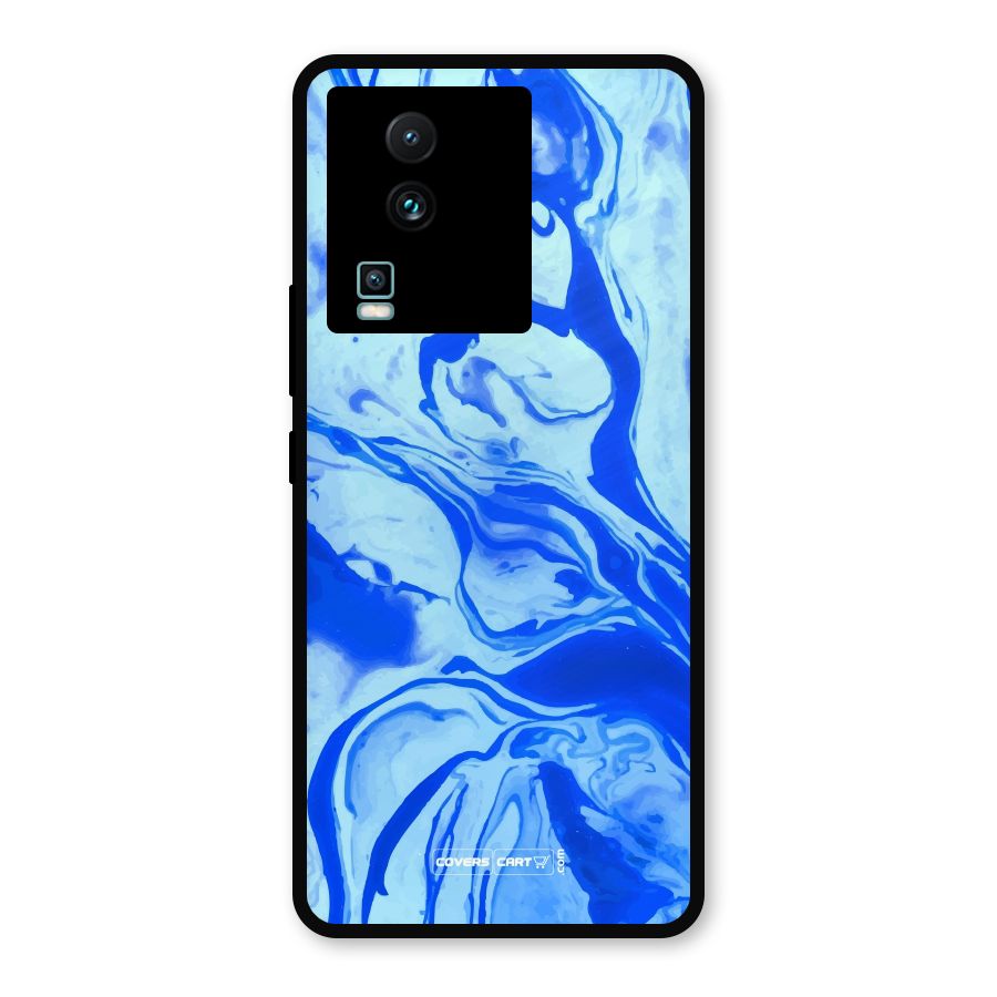 Blaze Blue Marble Texture Metal Back Case for iQOO Neo 7 Pro