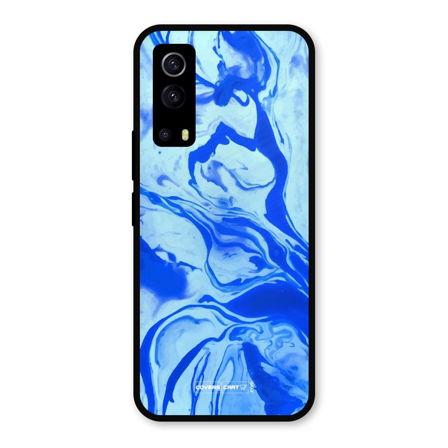 Blaze Blue Marble Texture Metal Back Case for iQOO Z3