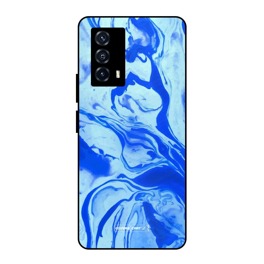 Blaze Blue Marble Texture Metal Back Case for iQOO Z5