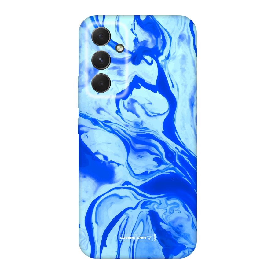 Blaze Blue Marble Texture Original Polycarbonate Back Case for Galaxy A54