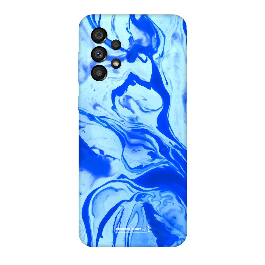 Blaze Blue Marble Texture Original Polycarbonate Back Case for Galaxy A73 5G
