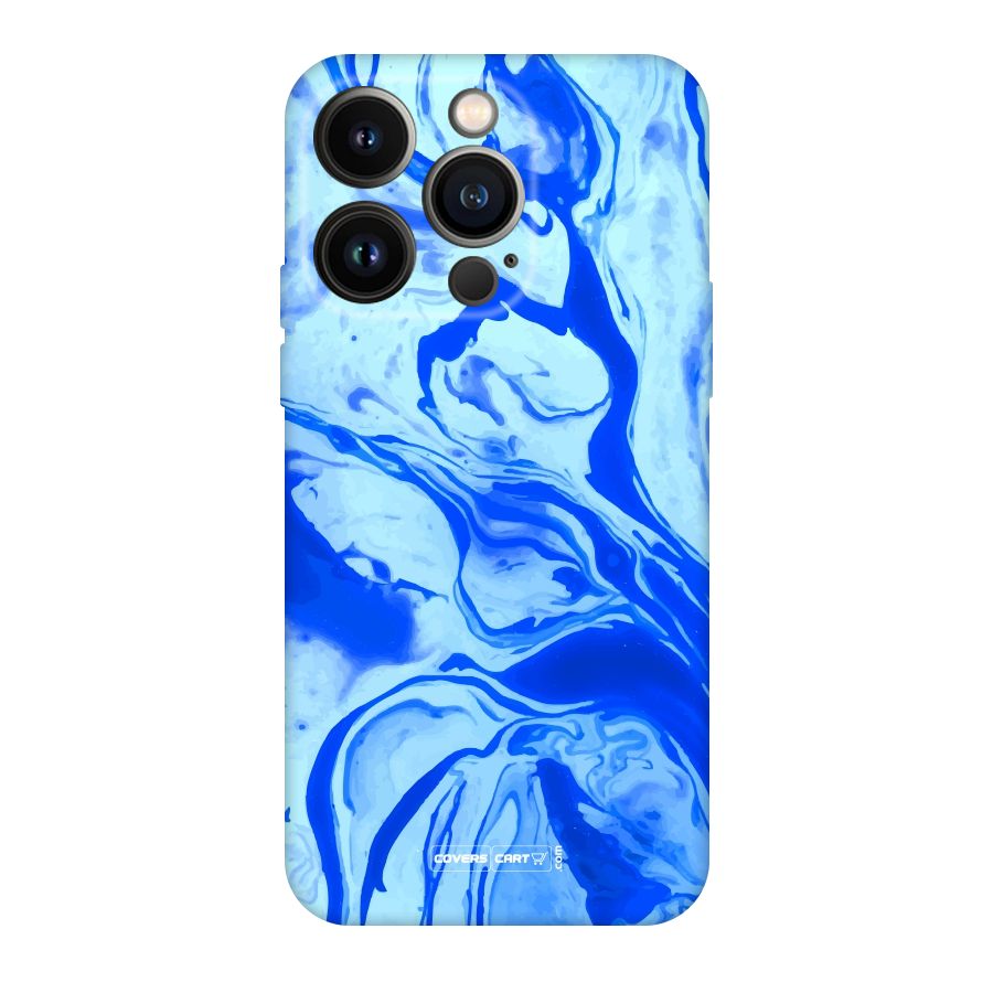 Blaze Blue Marble Texture Original Polycarbonate Back Case for iPhone 14 Pro