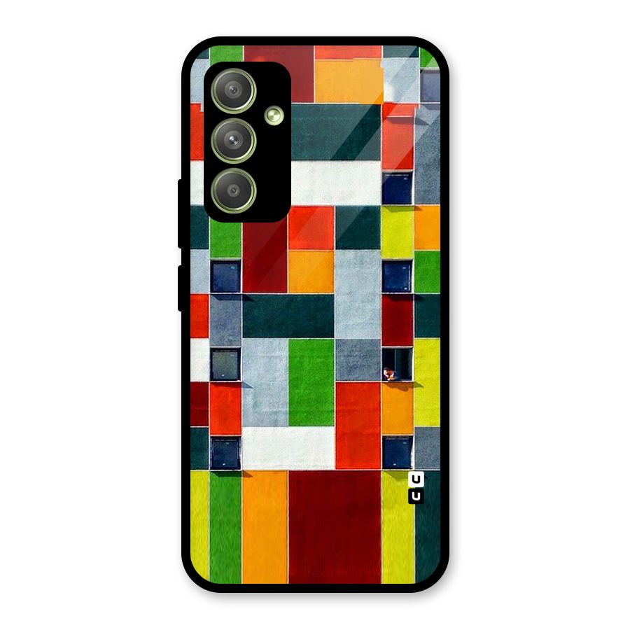 Block Color Design Glass Back Case for Galaxy A54