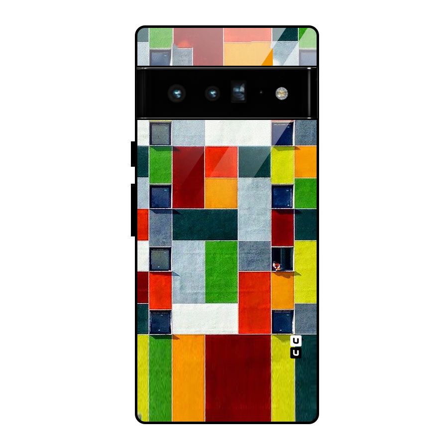 Block Color Design Glass Back Case for Google Pixel 6 Pro