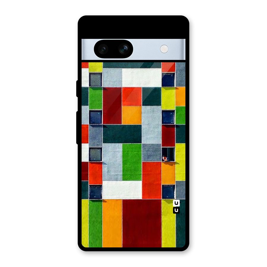Block Color Design Glass Back Case for Google Pixel 7a
