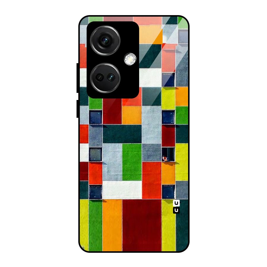 Block Color Design Glass Back Case for OnePlus Nord CE 3 5G