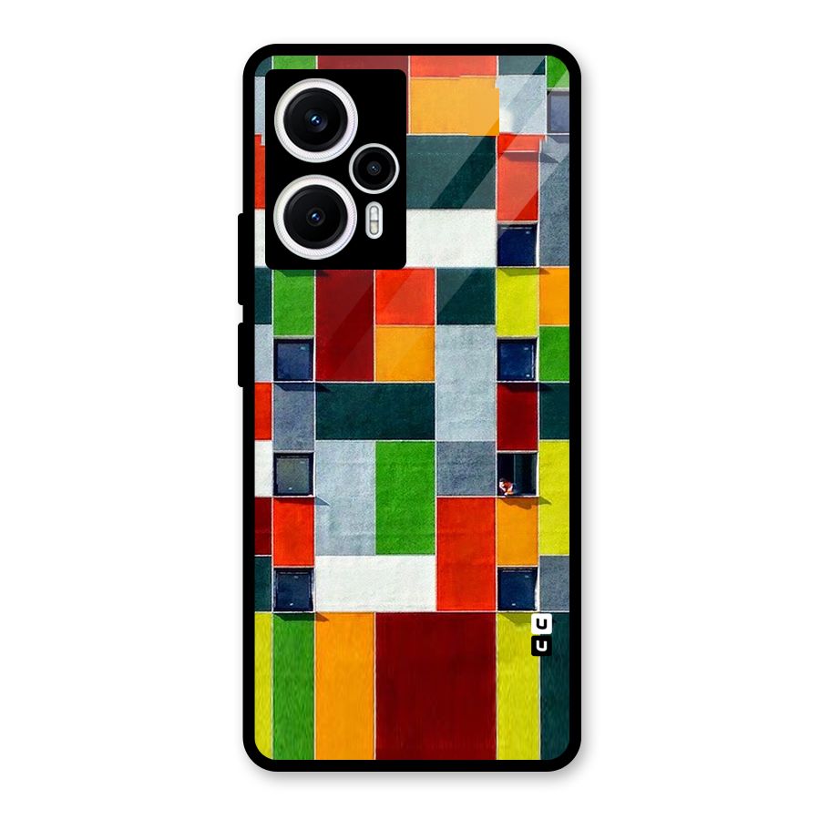 Block Color Design Glass Back Case for Poco F5
