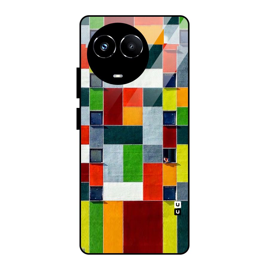 Block Color Design Glass Back Case for Realme 11X