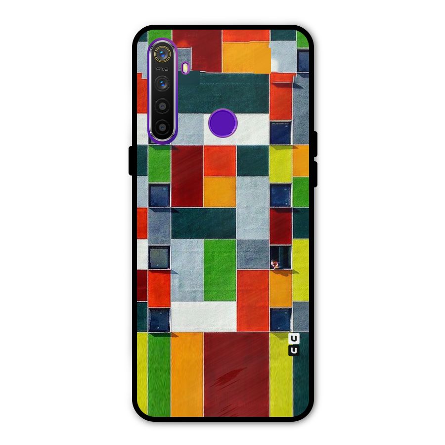Block Color Design Glass Back Case for Realme 5s