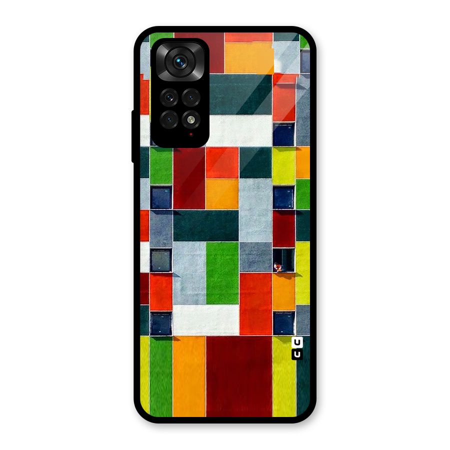 Block Color Design Glass Back Case for Redmi Note 11S