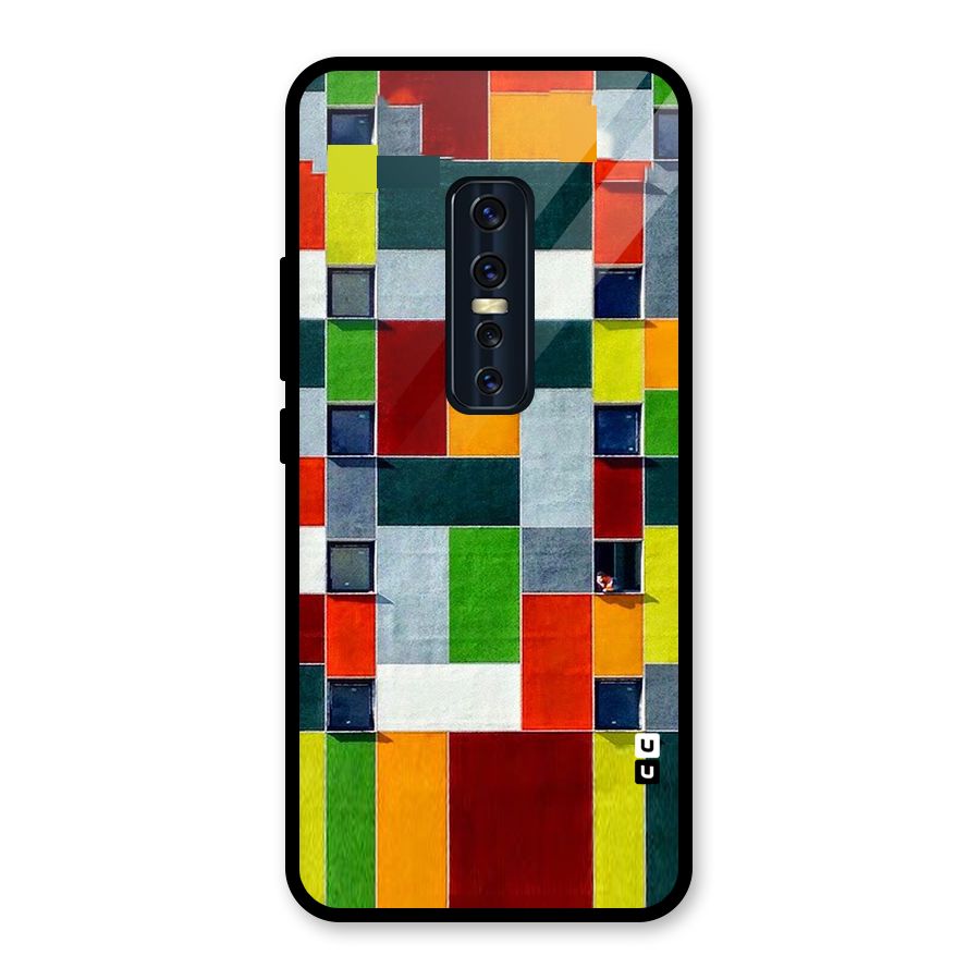 Block Color Design Glass Back Case for Vivo V17 Pro