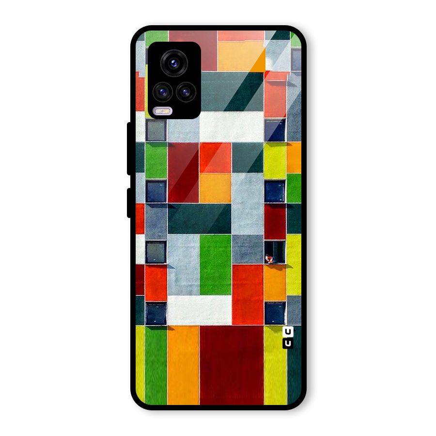 Block Color Design Glass Back Case for Vivo V20 2021