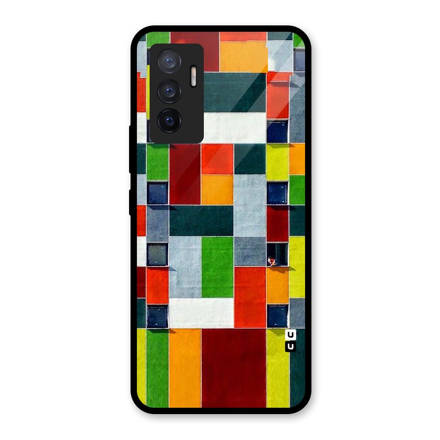 Block Color Design Glass Back Case for Vivo V23e