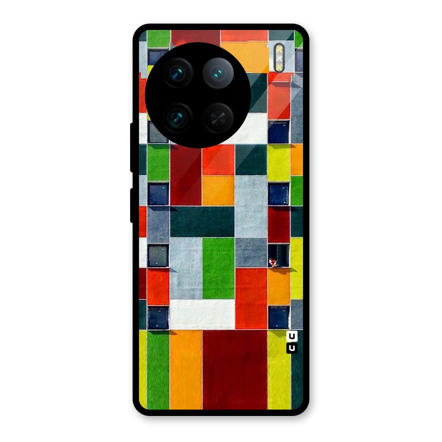 Block Color Design Glass Back Case for Vivo X90 Pro