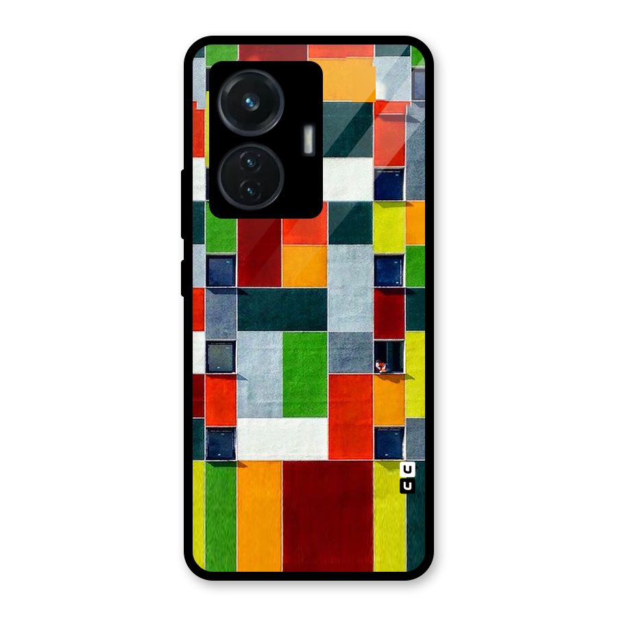Block Color Design Glass Back Case for iQOO Z6 44W