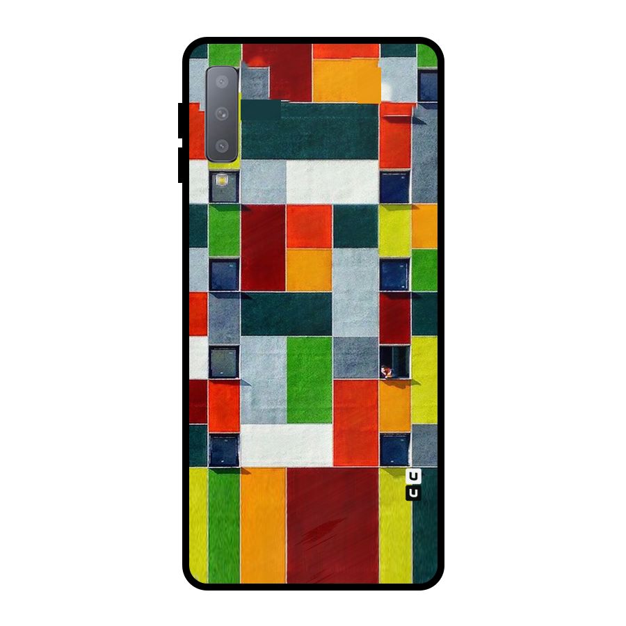 Block Color Design Metal Back Case for Galaxy A7 (2018)