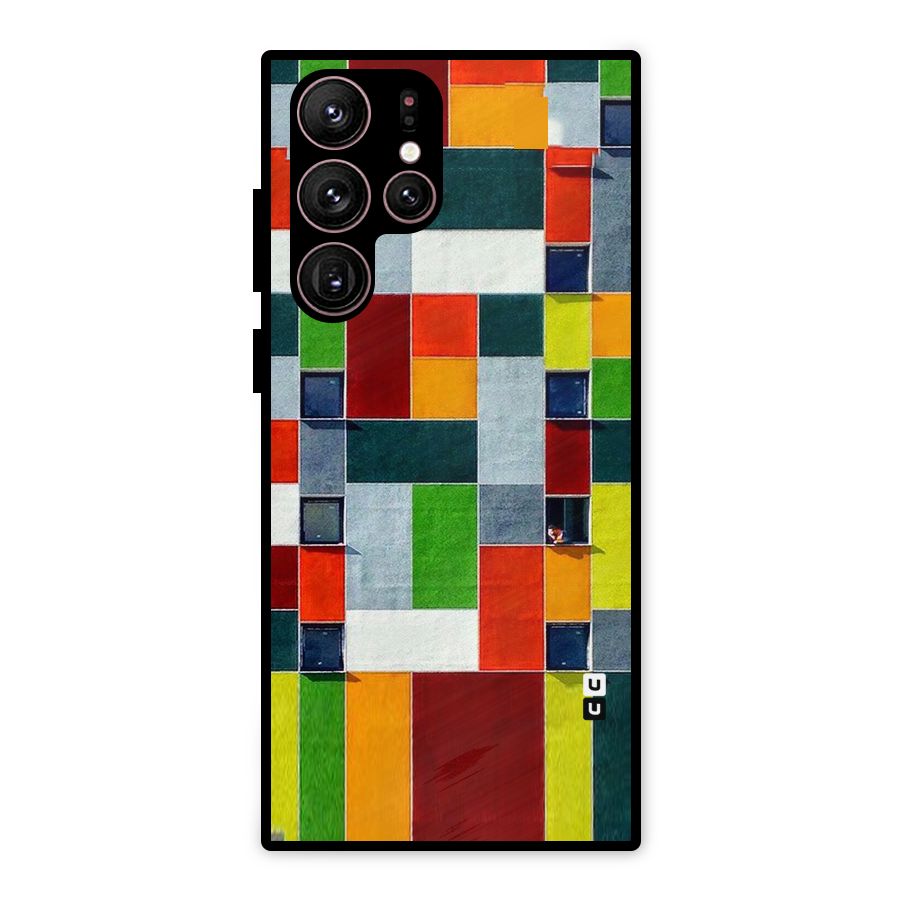 Block Color Design Metal Back Case for Galaxy S22 Ultra 5G