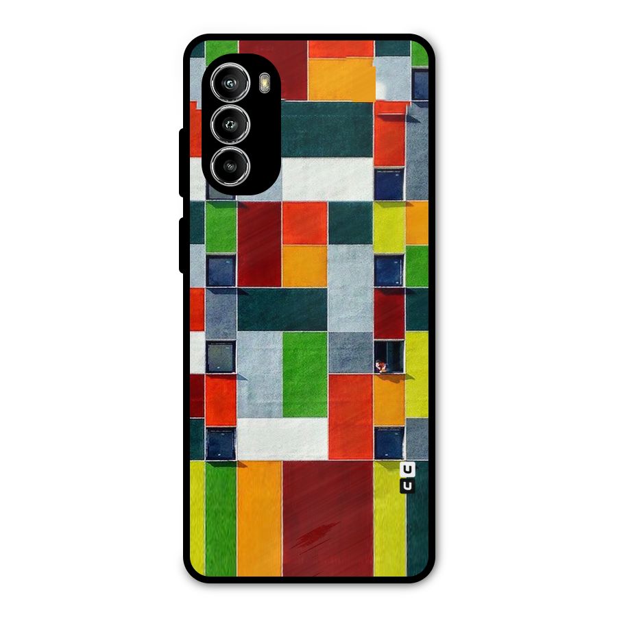 Block Color Design Metal Back Case for Moto G82