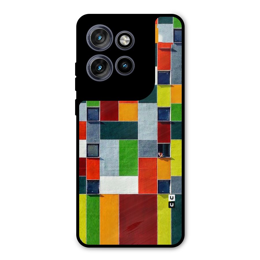 Block Color Design Metal Back Case for Motorola Edge 50 Neo