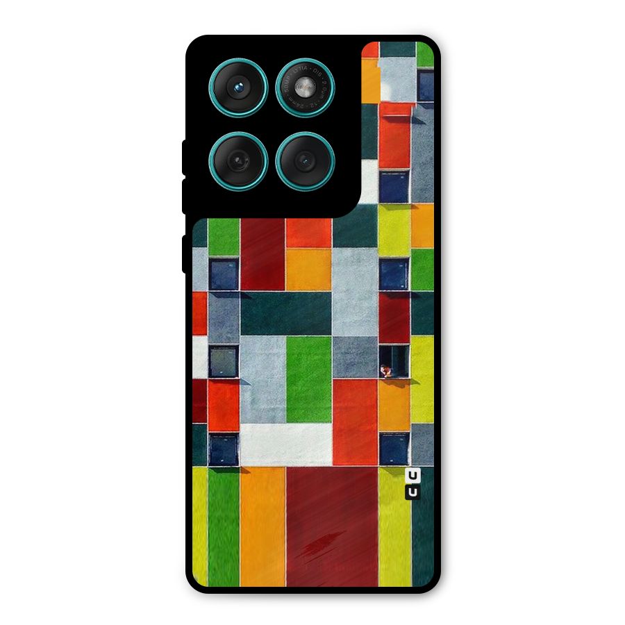Block Color Design Metal Back Case for Motorola Edge 60 Fusion