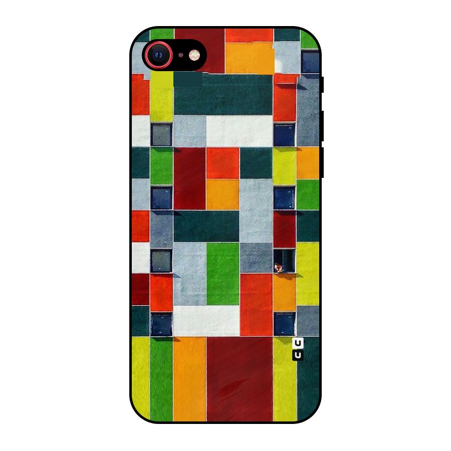 Block Color Design Metal Back Case for iPhone 8