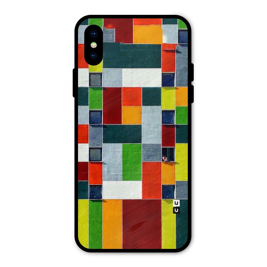 Block Color Design Metal Back Case for iPhone XS
