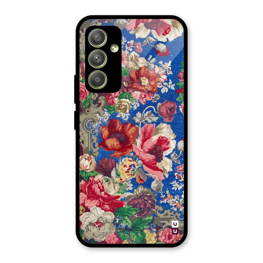 Block Printed Flowers Glass Back Case for Galaxy A54