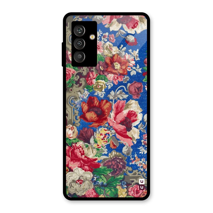 Block Printed Flowers Glass Back Case for Galaxy M13