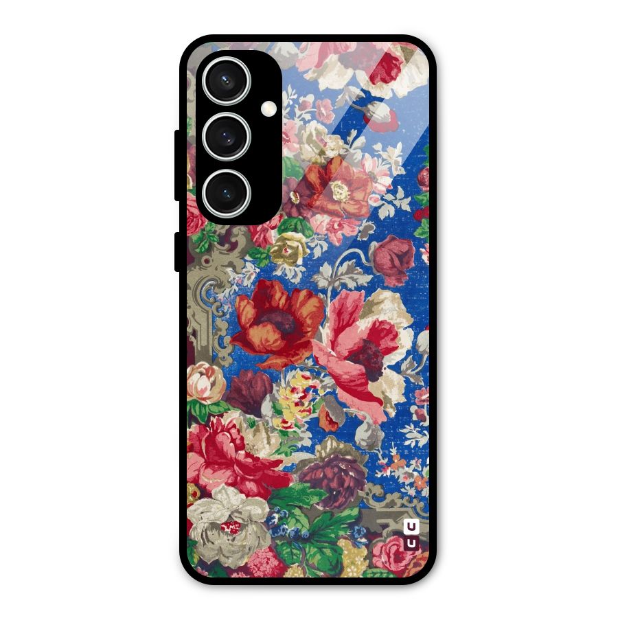 Block Printed Flowers Glass Back Case for Galaxy S23 FE