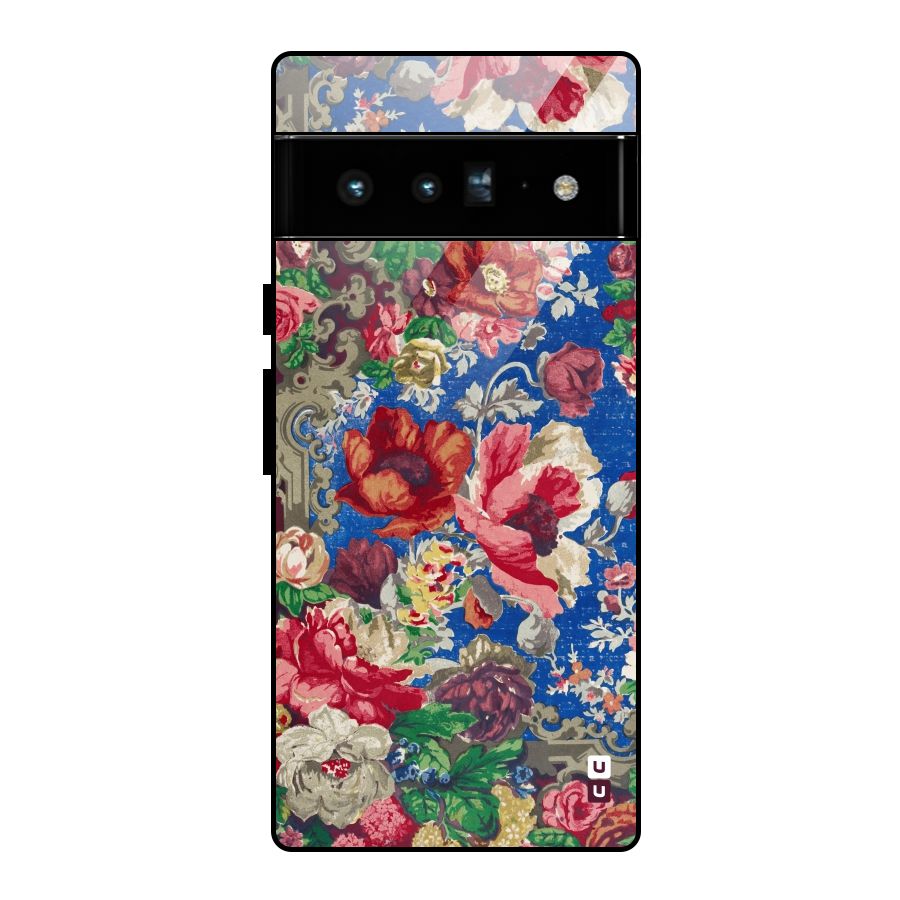 Block Printed Flowers Glass Back Case for Google Pixel 6 Pro
