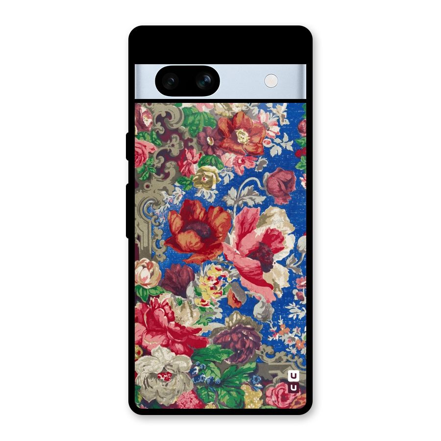 Block Printed Flowers Glass Back Case for Google Pixel 7a