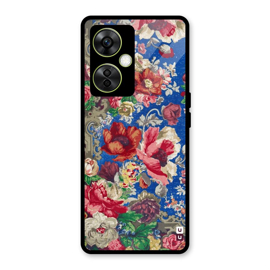 Block Printed Flowers Glass Back Case for OnePlus Nord CE 3 Lite