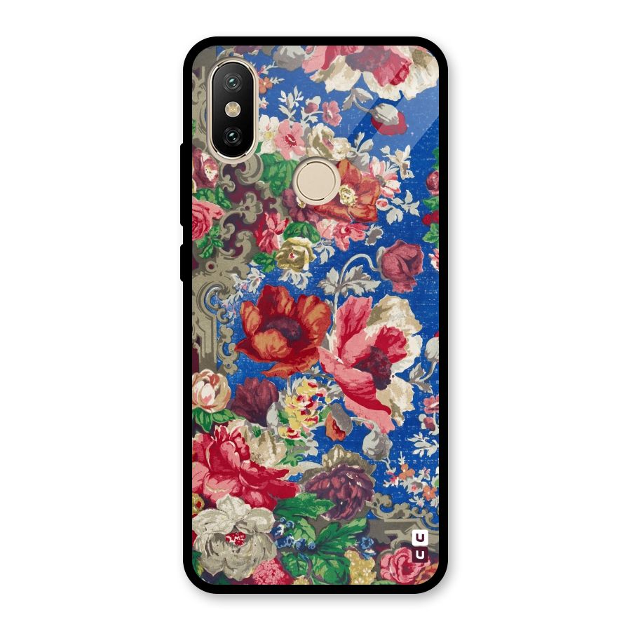 Block Printed Flowers Glass Back Case for Redmi A2