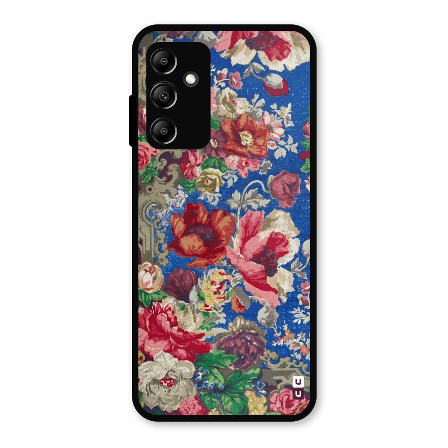 Block Printed Flowers Metal Back Case for Galaxy A14 5G