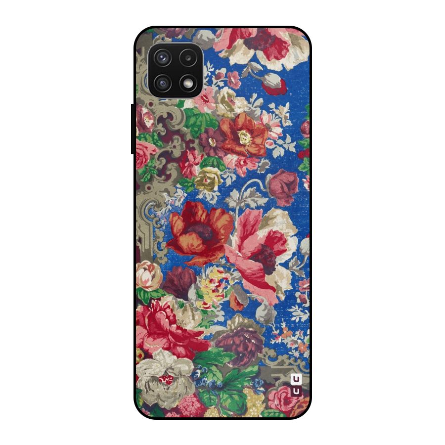 Block Printed Flowers Metal Back Case for Galaxy A22 5G