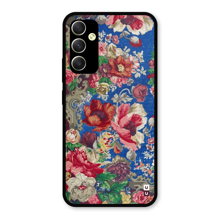 Block Printed Flowers Metal Back Case for Galaxy A34