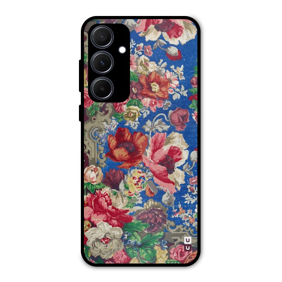 Block Printed Flowers Metal Back Case for Galaxy A35