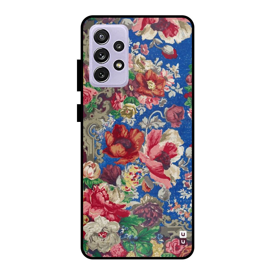 Block Printed Flowers Metal Back Case for Galaxy A72
