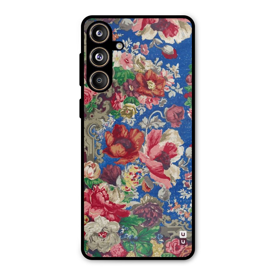 Block Printed Flowers Metal Back Case for Galaxy F55