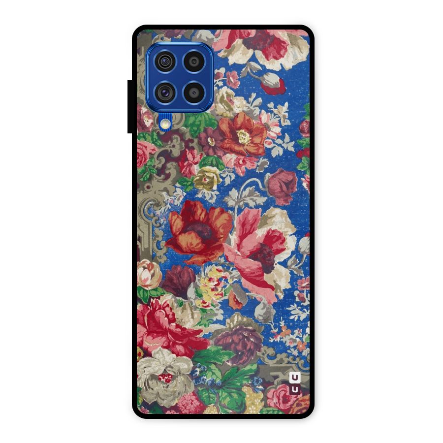 Block Printed Flowers Metal Back Case for Galaxy F62