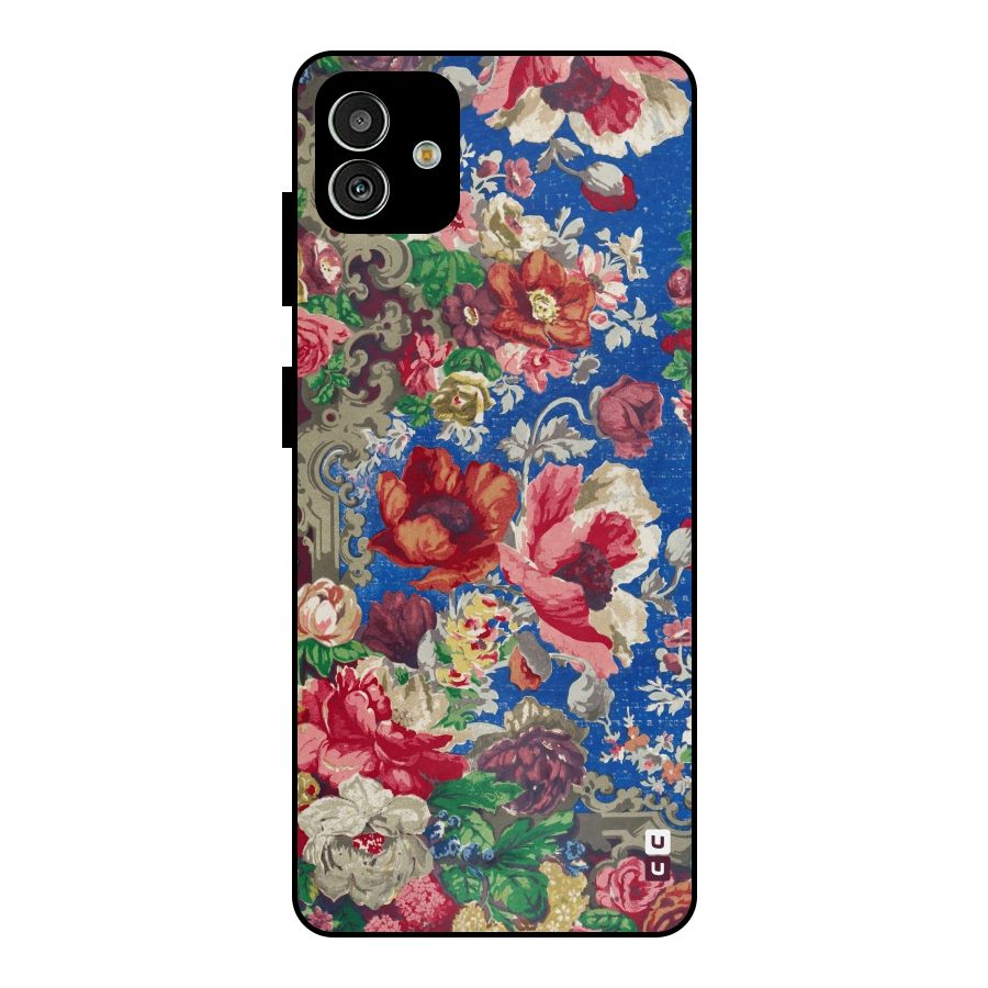 Block Printed Flowers Metal Back Case for Galaxy M13 5G